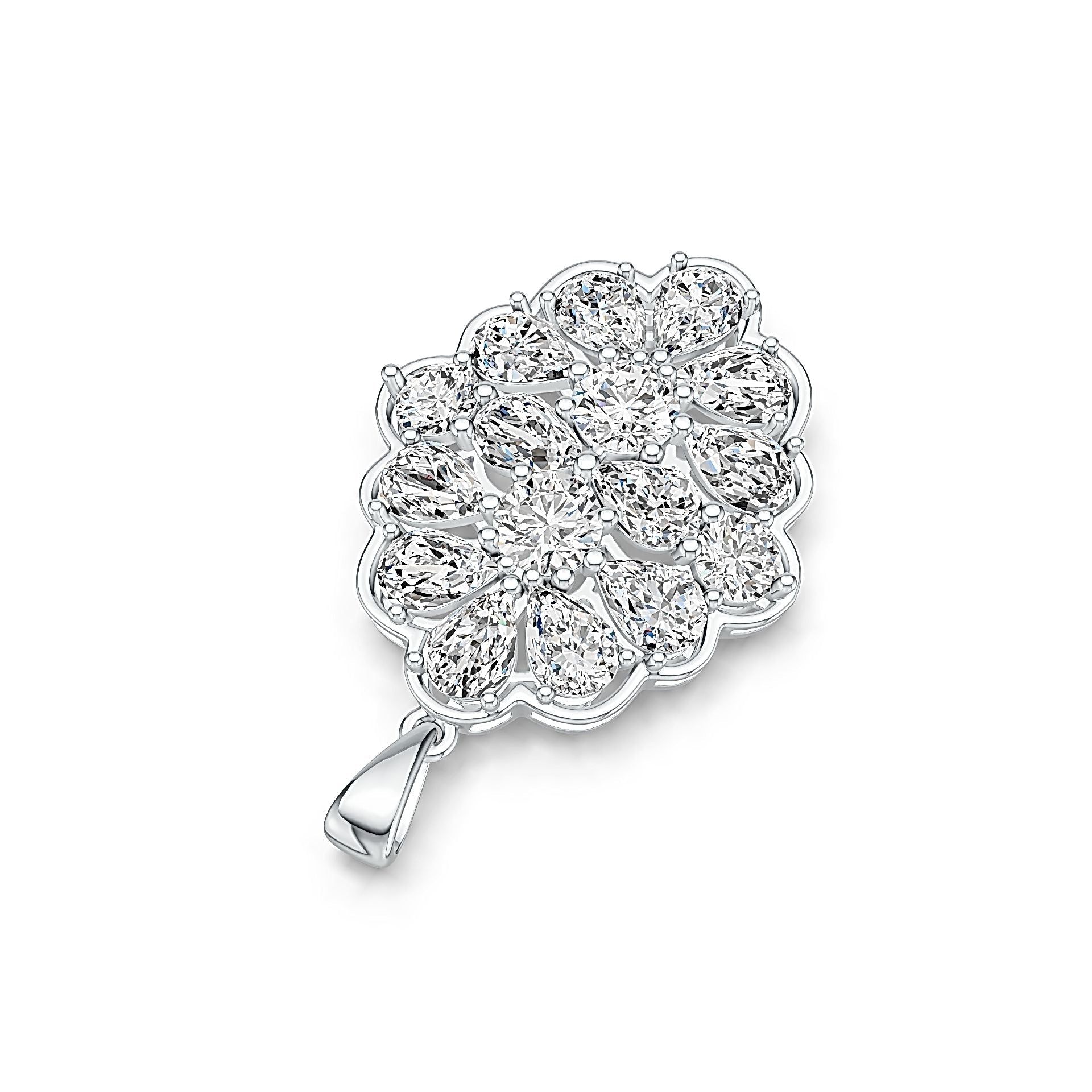 Sterling Silver Semi Mount Pendant Setting Pear PE 7X5mm RD 6Xmm RD 5X5mm DHJ
