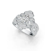 Sterling Silver Semi Mount Ring Setting Oval OV 8X6mm Flower Theme DHJ