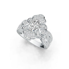 Sterling Silver Semi Mount Ring Setting Oval OV 8X6mm Flower Theme DHJ
