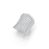 Sterling Silver Statement Ring Multi-Row with White Topaz or Moissanite - Syzjewelry