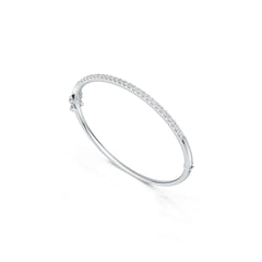 Sterling Silver Bangle Bracelet with White Topaz or Moissanite Syzjewelry