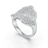 Sterling Silver Ring Leaf Theme with White Topaz or Moissanite DHJ