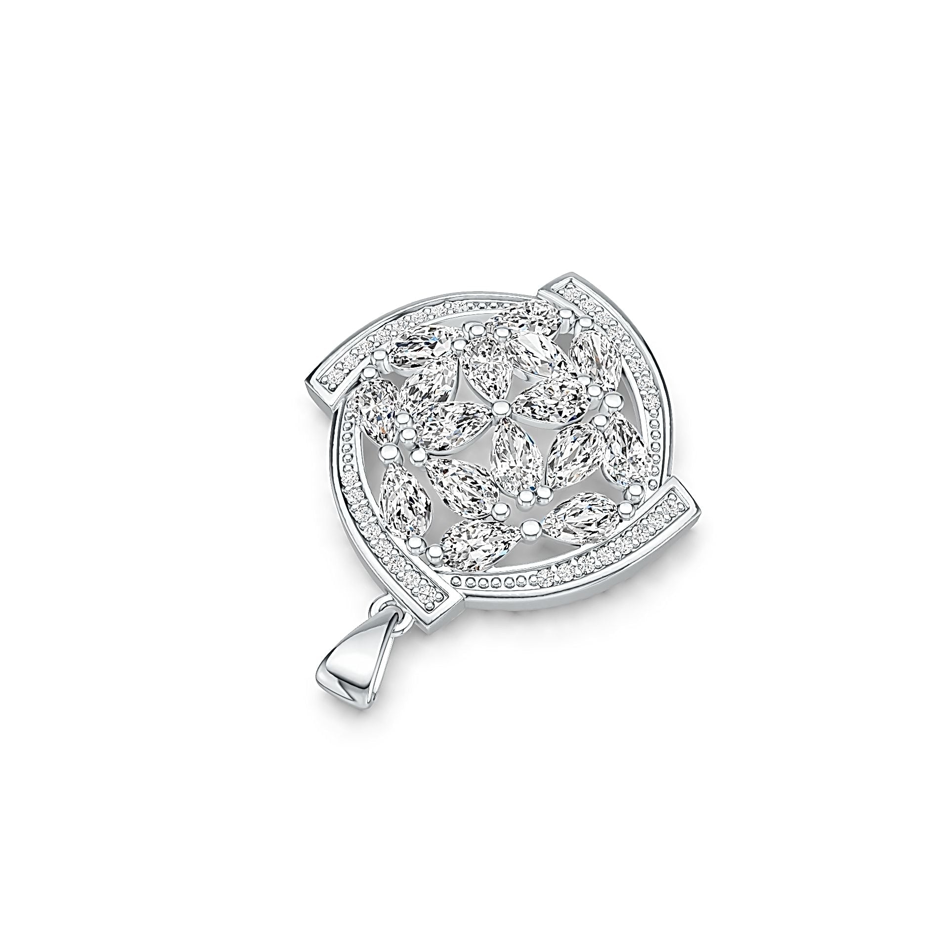 Sterling Silver Semi Mount Pendant Setting Pear PE 5X3mm with White Topaz - Syzjewelry