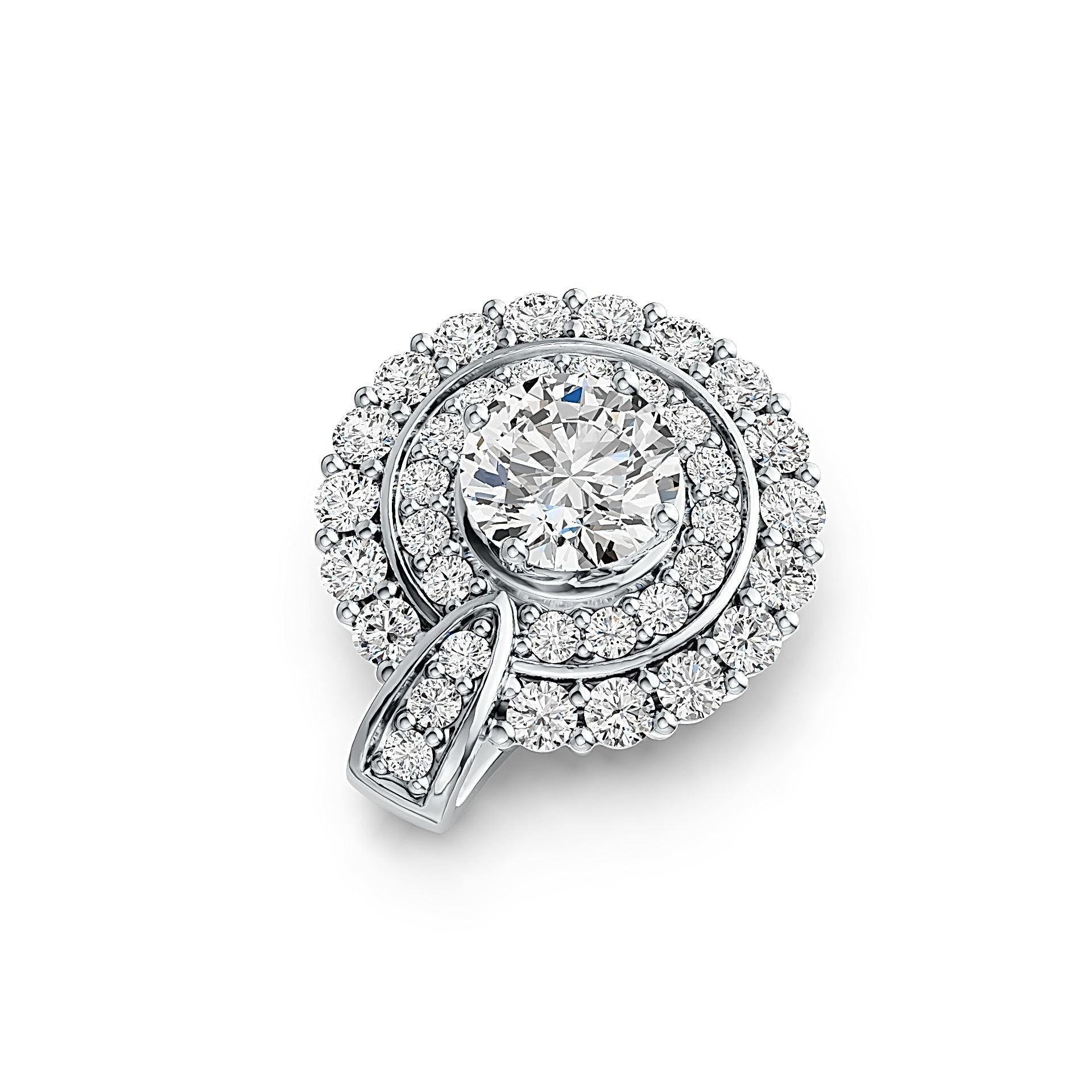 Sterling Silver Semi Mount Pendant Setting Round RD 6x6mm Double Halo - Syzjewelry