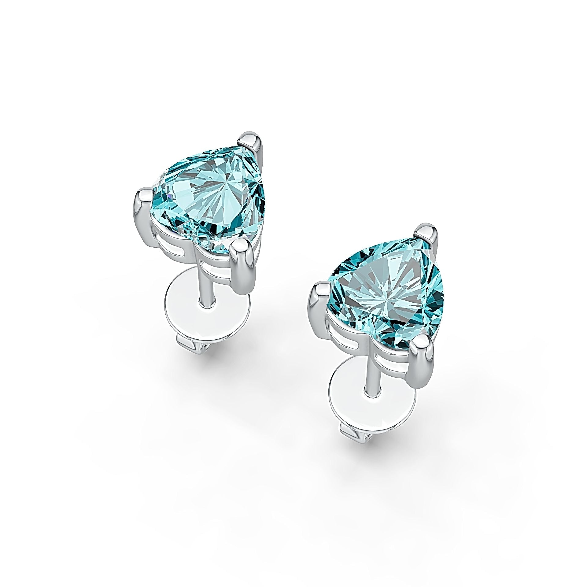 Sterling Silver Semi Mount Earrings Setting Heart HT 6X6mm Simple Stud - Syzjewelry