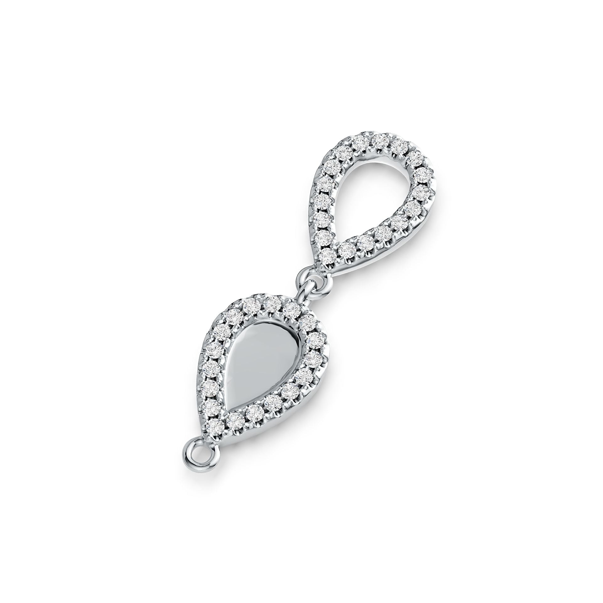 Sterling Silver Pendant Double Pear-Shaped with White Topaz or Moissanite DHJ