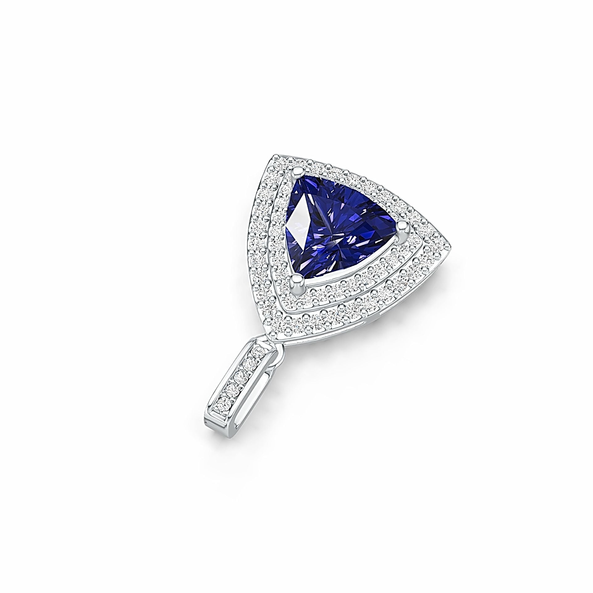 Sterling Silver Semi Mount Pendant Setting Trillion TRI 8X8mm Double Halo Syzjewelry
