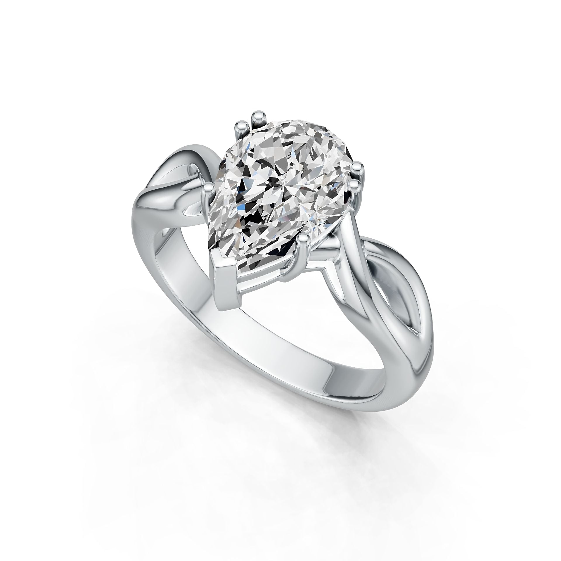 Sterling Silver Semi Mount Ring Setting Pear PE 12X8mm DHJ
