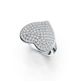 Sterling Silver Ring Pave Heart Theme with White Topaz or Moissanite Syzjewelry