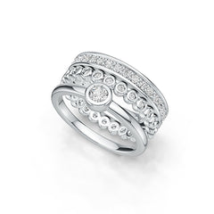 10K Gold Semi Mount Ring Setting Round RD 3.5mm Stackable Rings with White Topaz - Syzjewelry