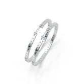 Sterling Silver Hoop Earrings Round with White Topaz or Moissanite DHJ