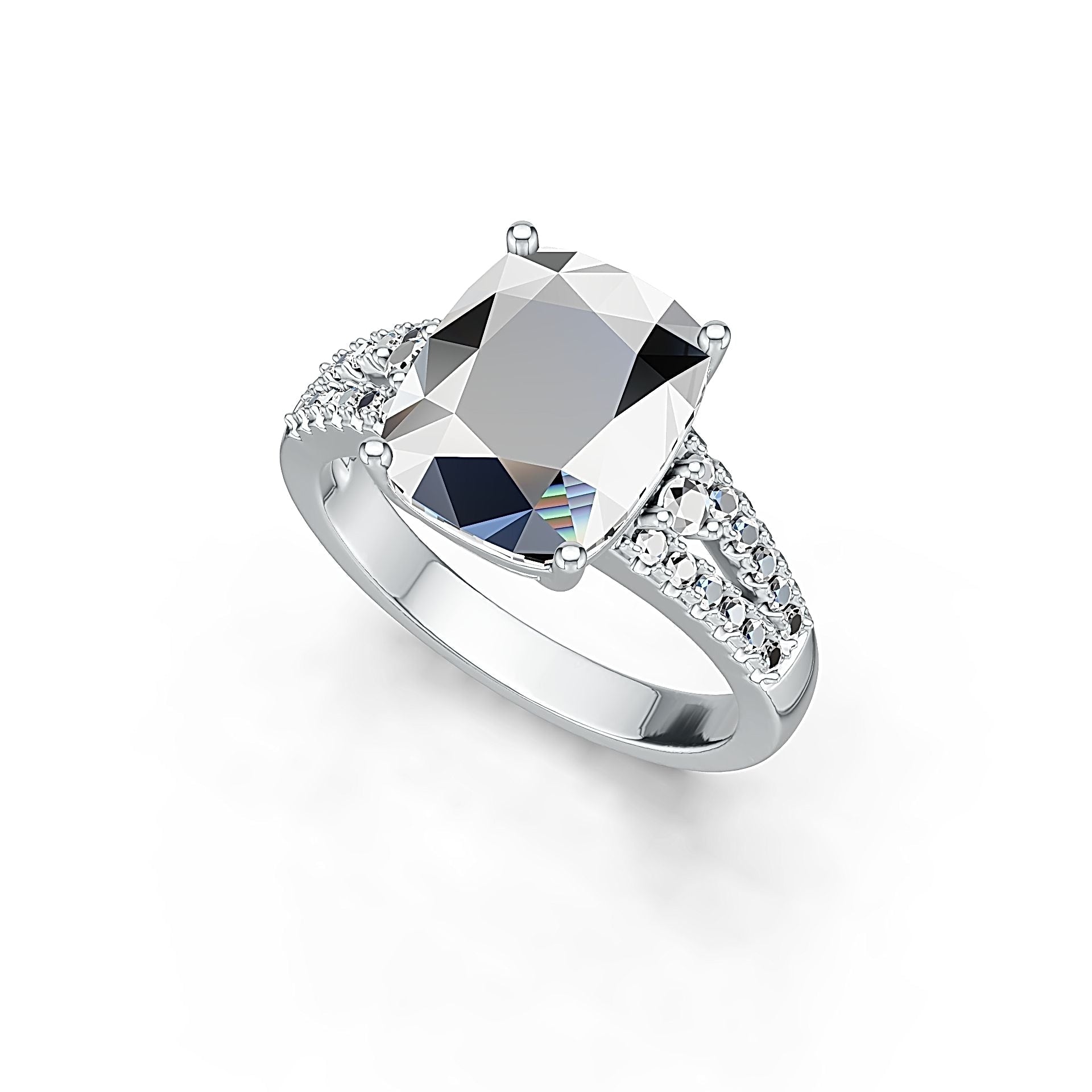 Sterling Silver Semi Mount Ring Setting Cushion CU 9x11mm Split Shank Syzjewelry