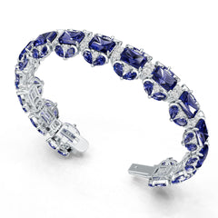 Sterling Silver Moissanite or Sapphire Bracelet Emerald OCT 10X8mm PE 6x4 RD3.5