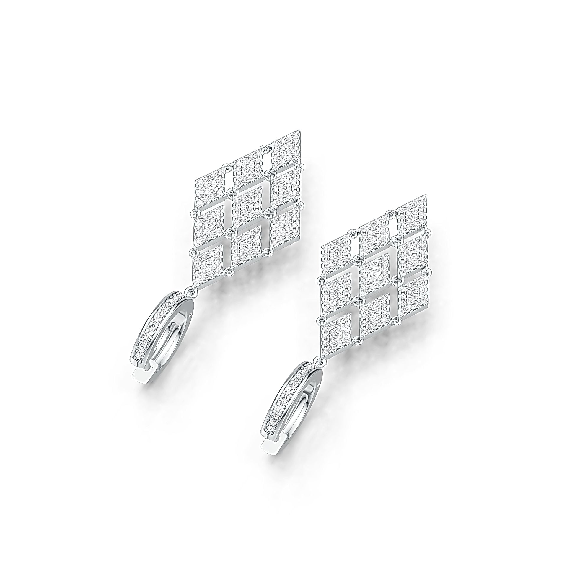Sterling Silver Earrings Dangle Drop with White Topaz or Moissanite DHJ
