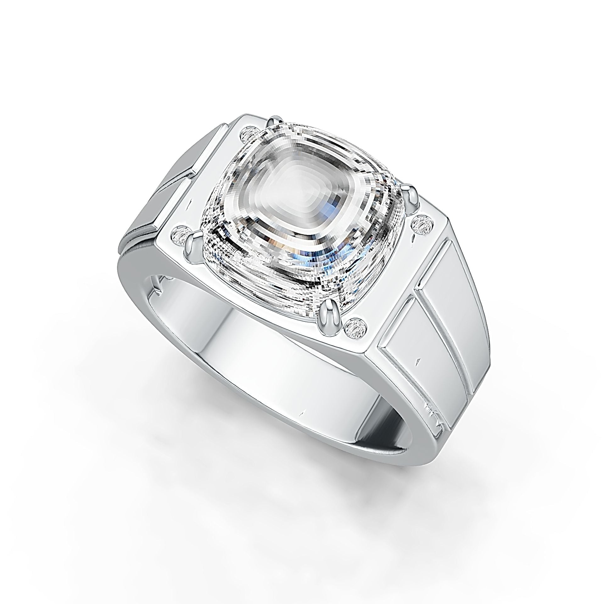 Men's Sterling Silver Semi Mount Ring Setting Cushion CU 10.6x10.6mm Cabochon Syzjewelry