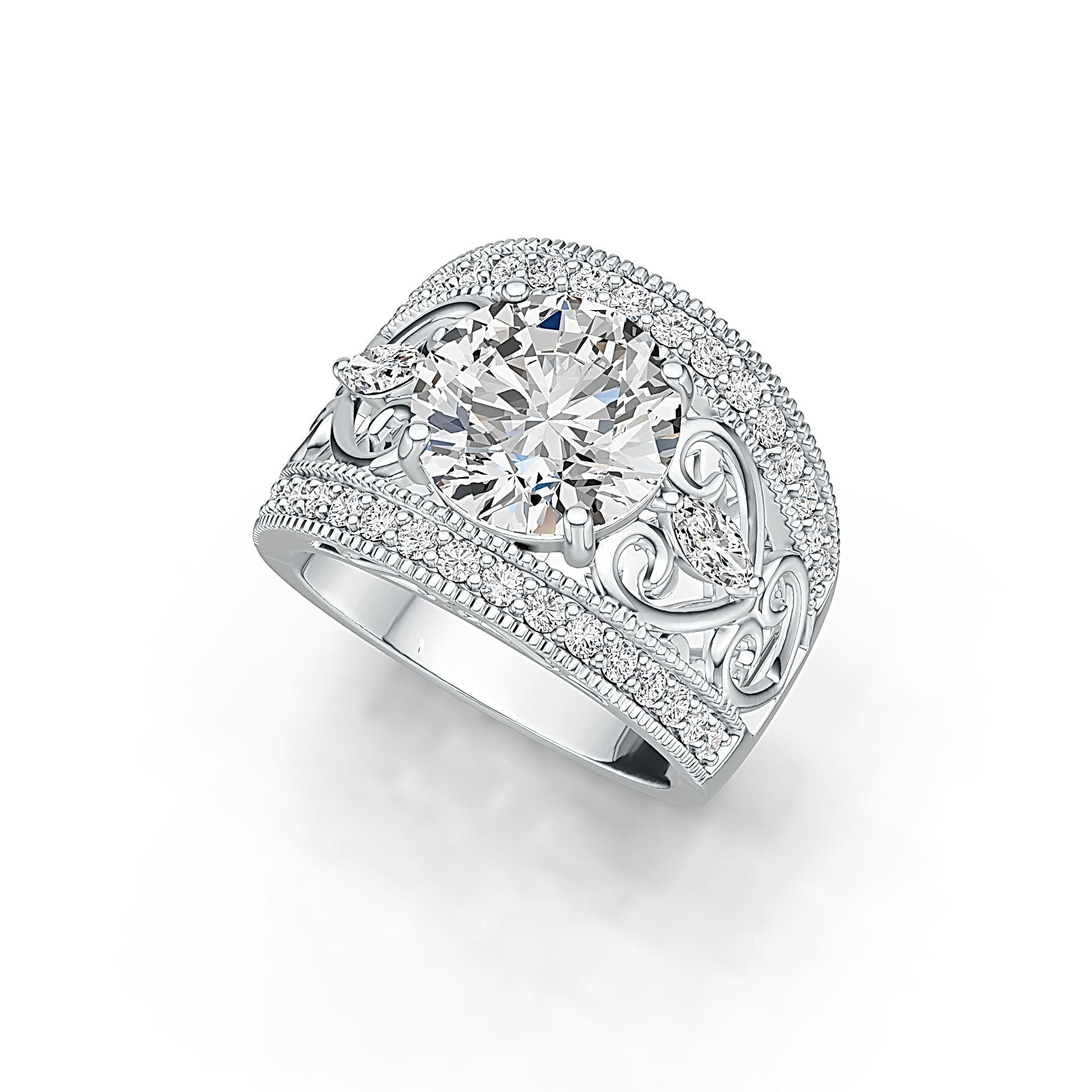 Sterling Silver Semi Mount Ring Setting Round RD 10x10mm DHJ