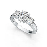 Sterling Silver Semi Mount Ring Setting OV 8x6mm RD 5x5mm 3 Stone Ring Syzjewelry