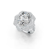 Sterling Silver Semi Mount Ring Setting Oval OV 16X12mm Flower Theme - Syzjewelry