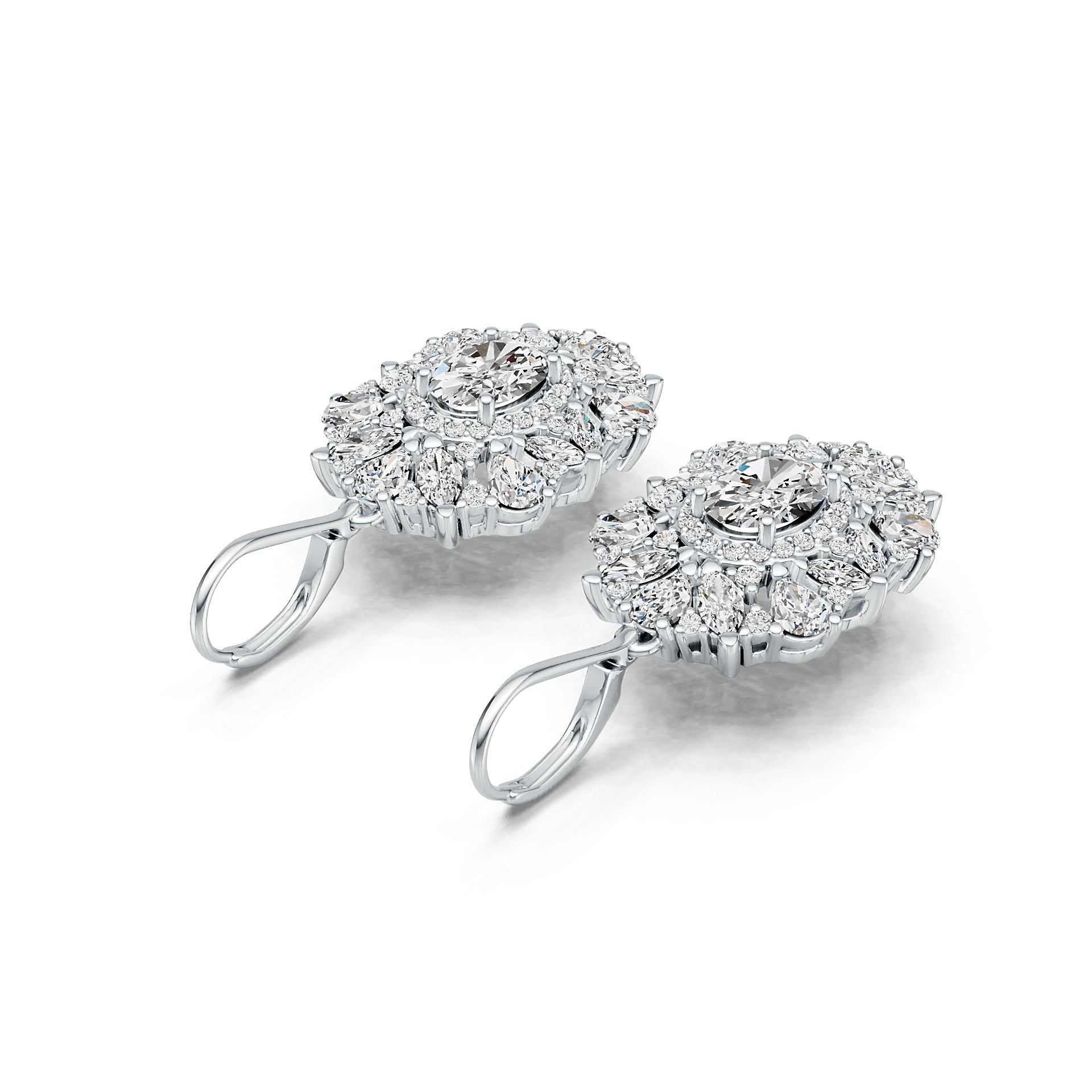 Sterling Silver Semi Mount Earrings Setting Oval OV 8X6mm MQ 4X2mm MQ 5X2.5mm PE 4X3mm DHJ