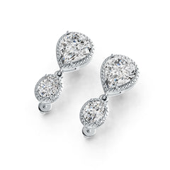 Sterling Silver Semi Mount Earrings Setting Pear PE 12X10mm OV 8X6mm DHJ