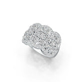 Sterling Silver Scalloped Cocktail Ring with White Topaz or Moissanite - Syzjewelry