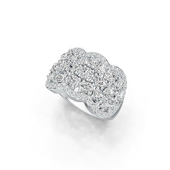 Sterling Silver Scalloped Cocktail Ring with White Topaz or Moissanite - Syzjewelry