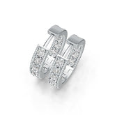 Sterling Silver Hoop Earrings with White Topaz or Moissanite Syzjewelry