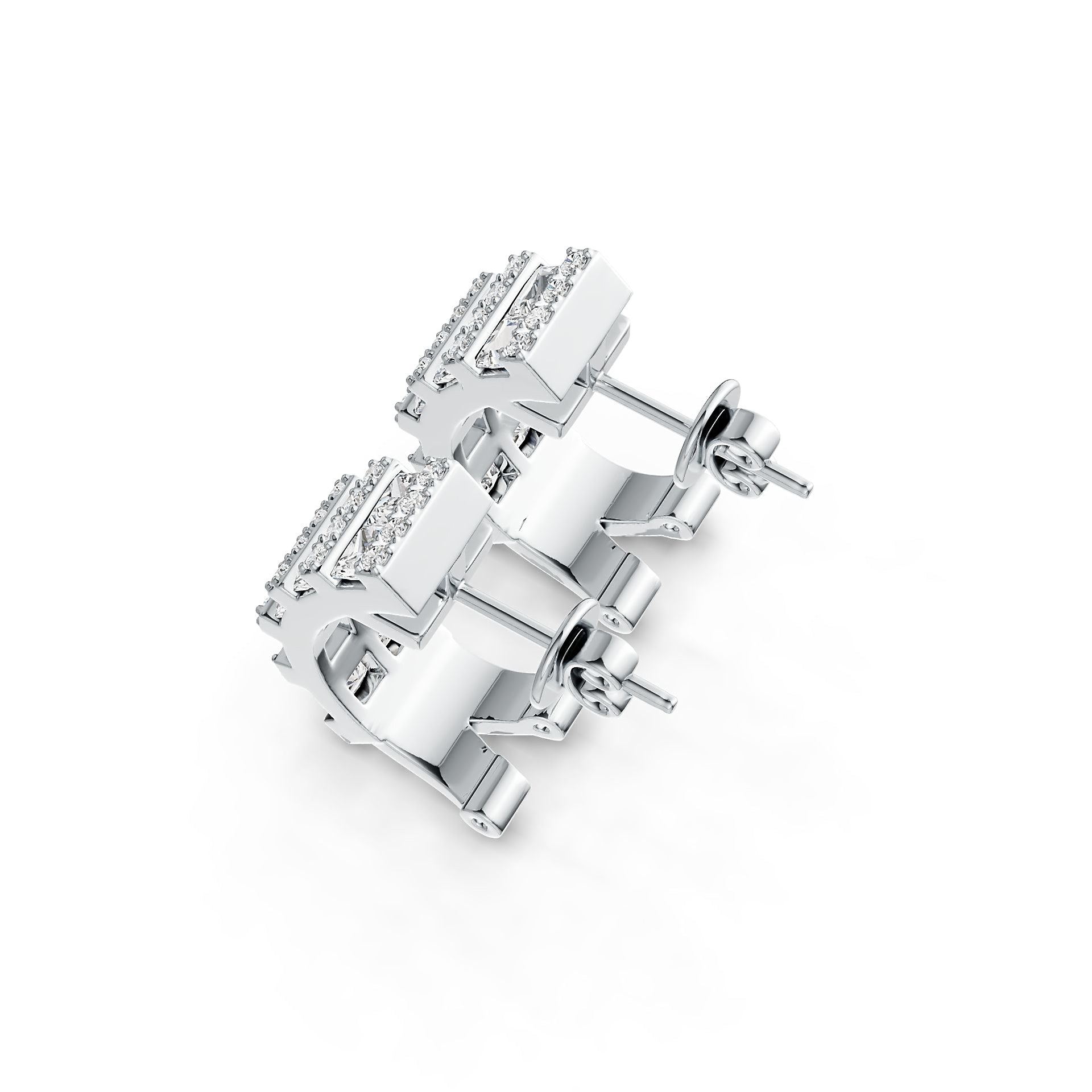 Sterling Silver Semi Mount Earrings Setting Princess SQ 3X3mm DHJ
