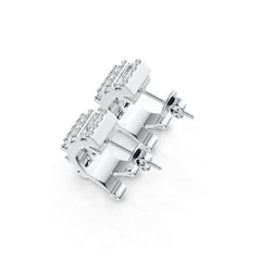 Sterling Silver Semi Mount Earrings Setting Princess SQ 3X3mm DHJ