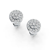 Sterling Silver Stud Earrings Round Shape with White Topaz or Moissanite - Syzjewelry
