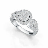 Sterling Silver Cluster Engagement Ring with White Topaz or Moissanite DHJ