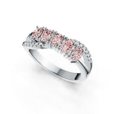 Sterling Silver Pink Sapphire Band Ring w/ Diamond Bypass Design