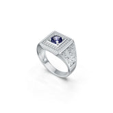 Sterling Silver Sapphire Engagement Ring Ring RD 6.5x6.5mm Men's Ring