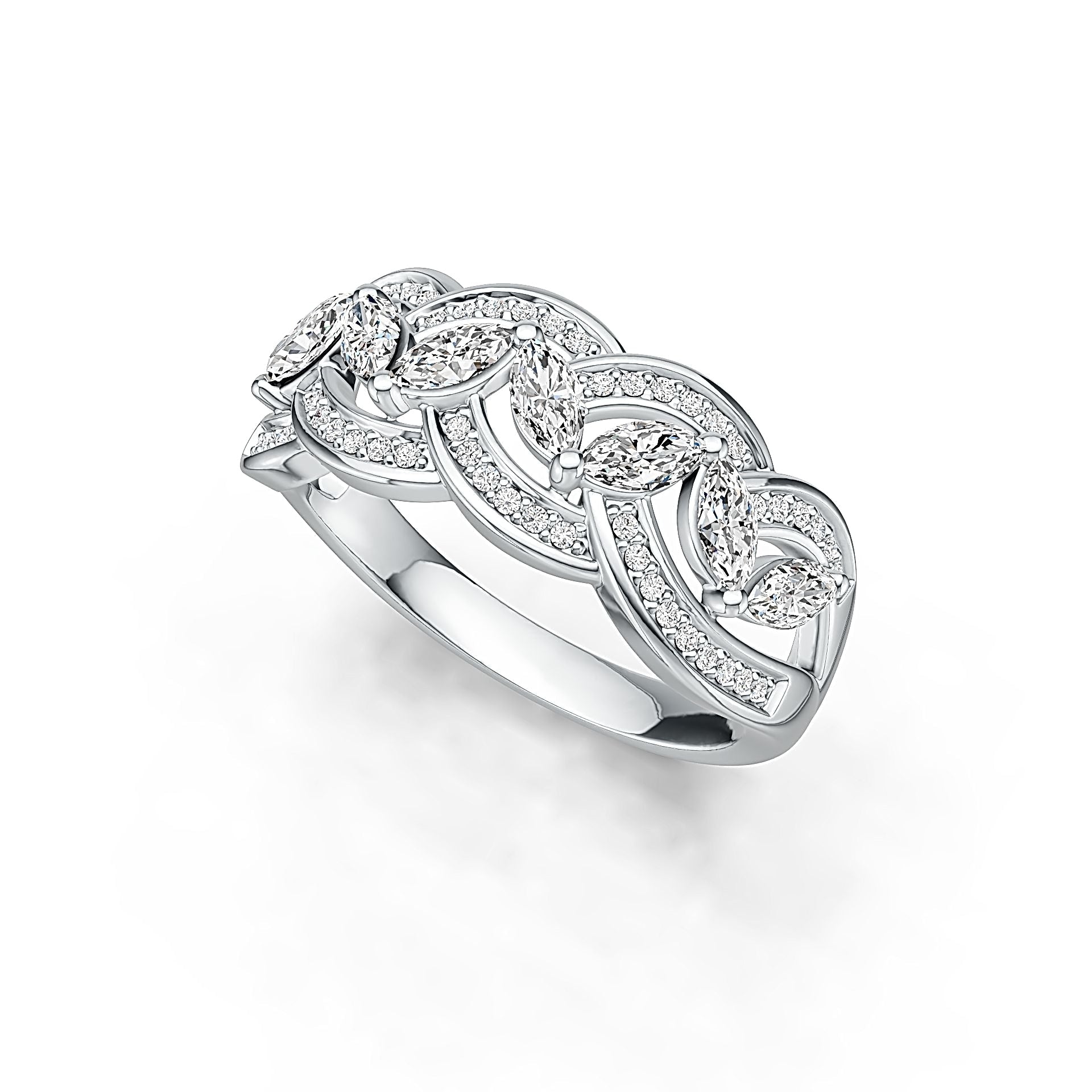 Sterling Silver Ring Braided Stackable Theme in White Topaz or Moissanite DHJ