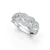 Sterling Silver Ring Braided Stackable Theme in White Topaz or Moissanite DHJ