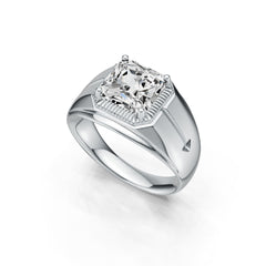 Platinum Moissanite Ring Emerald OCT 8X8mm Men's Ring