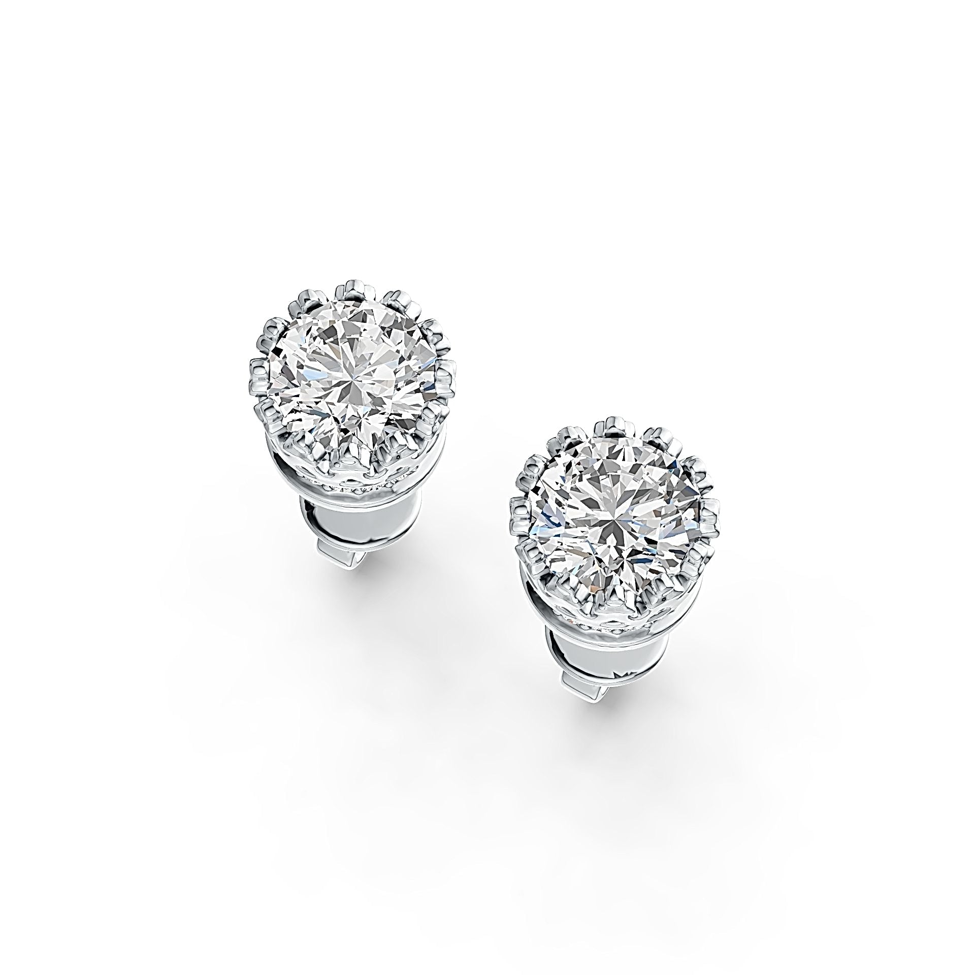 Sterling Silver Semi Mount Earrings Setting Round RD 6x6mm Stud - Syzjewelry