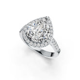 Sterling Silver Semi Mount Ring Setting Pear PE 12X10mm Halo DHJ