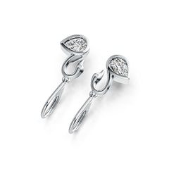 Sterling Silver Semi Mount Earrings Setting Pear PE 7X5mm Swan Theme - Syzjewelry