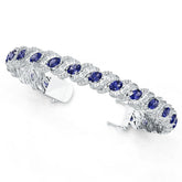 Sterling Silver Blue Sapphire Moissanite or Sapphire Bracelet & Moissanite Oval OV 6X4mm