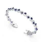 Sterling Silver Moissanite Bracelet Round RD 4x4mm w/ Accent