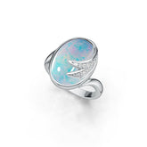 Sterling Silver Semi Mount Ring Setting Oval OV 18X13mm Art Nouveau Cabochon - Syzjewelry