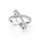 Sterling Silver Ring Crisscross X Theme with White Topaz or Moissanite - Syzjewelry