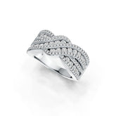 Sterling Silver Ring Twisted Wave Theme with White Topaz or Moissanite - Syzjewelry