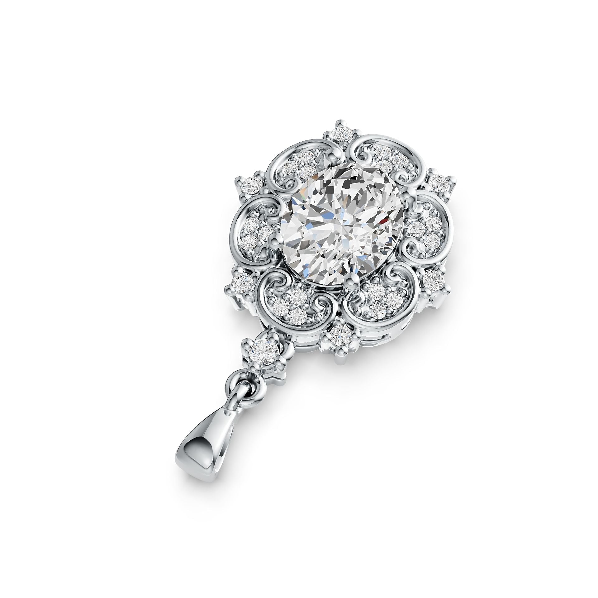 Sterling Silver Semi Mount Pendant Setting Oval OV 10X8mm Vintage-Inspired DHJ