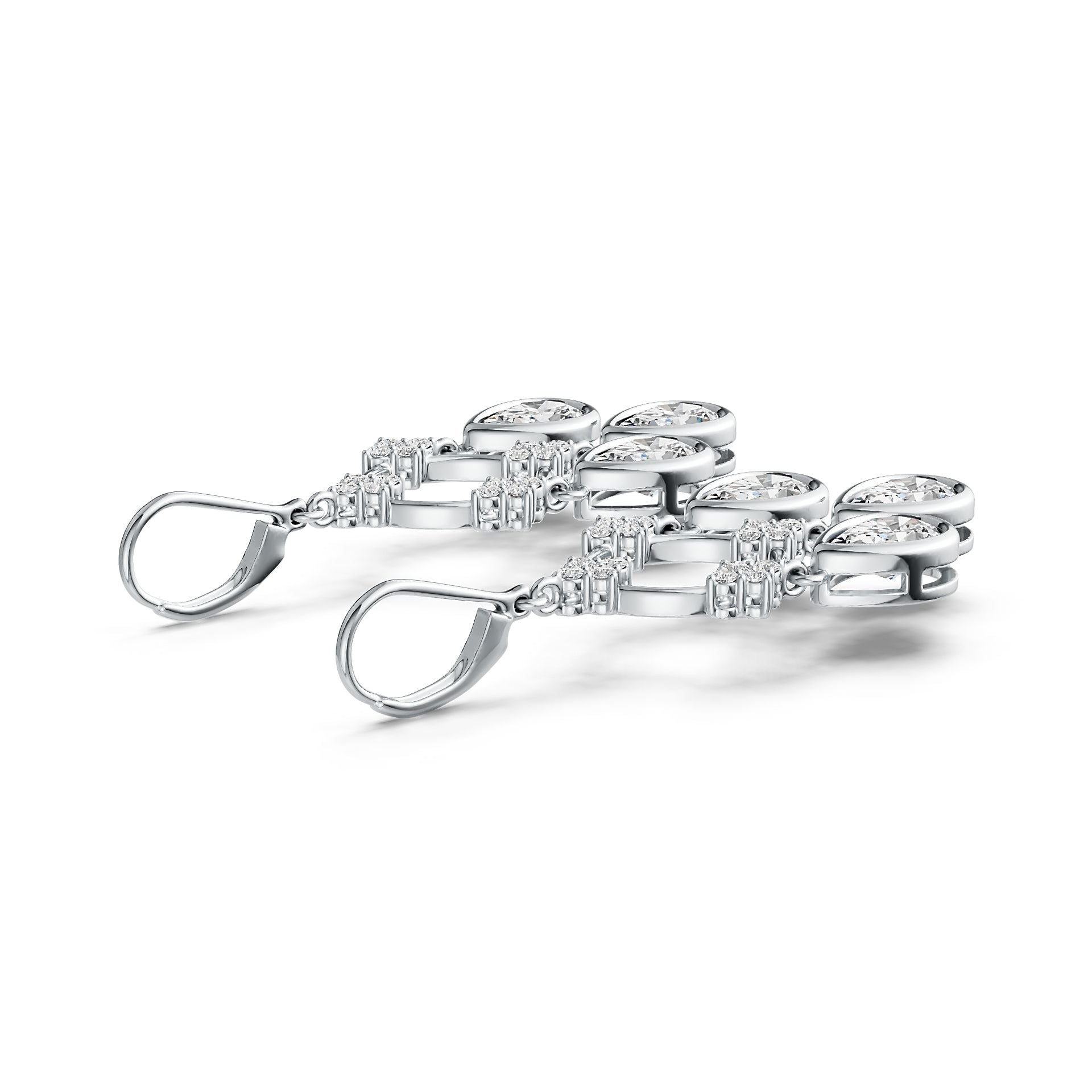 Sterling Silver Semi Mount Earrings Pear PE 9X6mm Dangling with White Topaz Syzjewelry