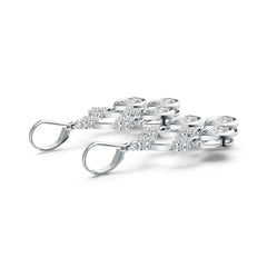 Sterling Silver Semi Mount Earrings Pear PE 9X6mm Dangling with White Topaz Syzjewelry