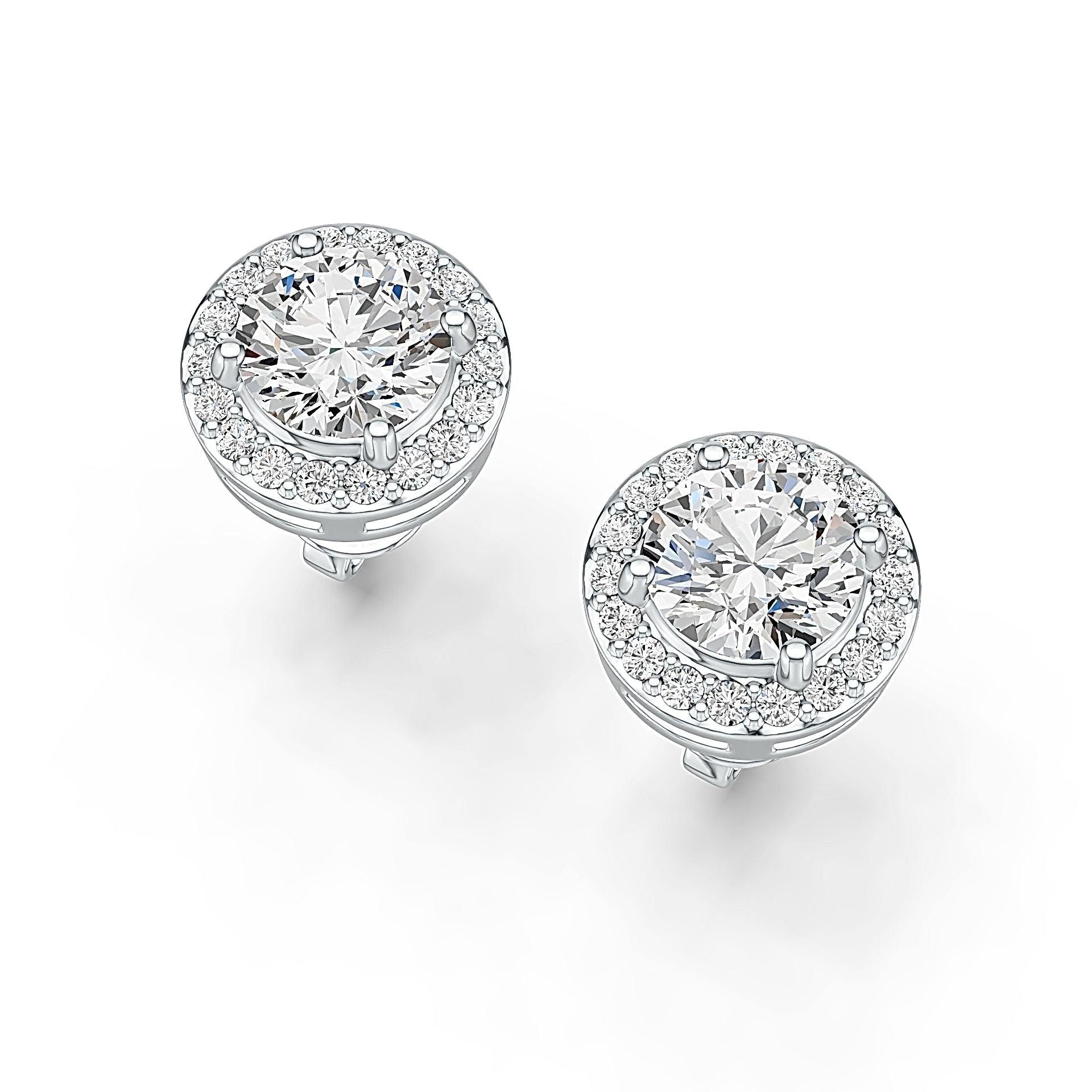 Sterling Silver Semi Mount Earrings Setting Round RD 6x6mm Halo Stud DHJ