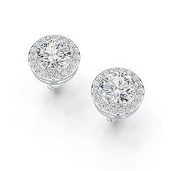 Sterling Silver Semi Mount Earrings Setting Round RD 6x6mm Halo Stud DHJ