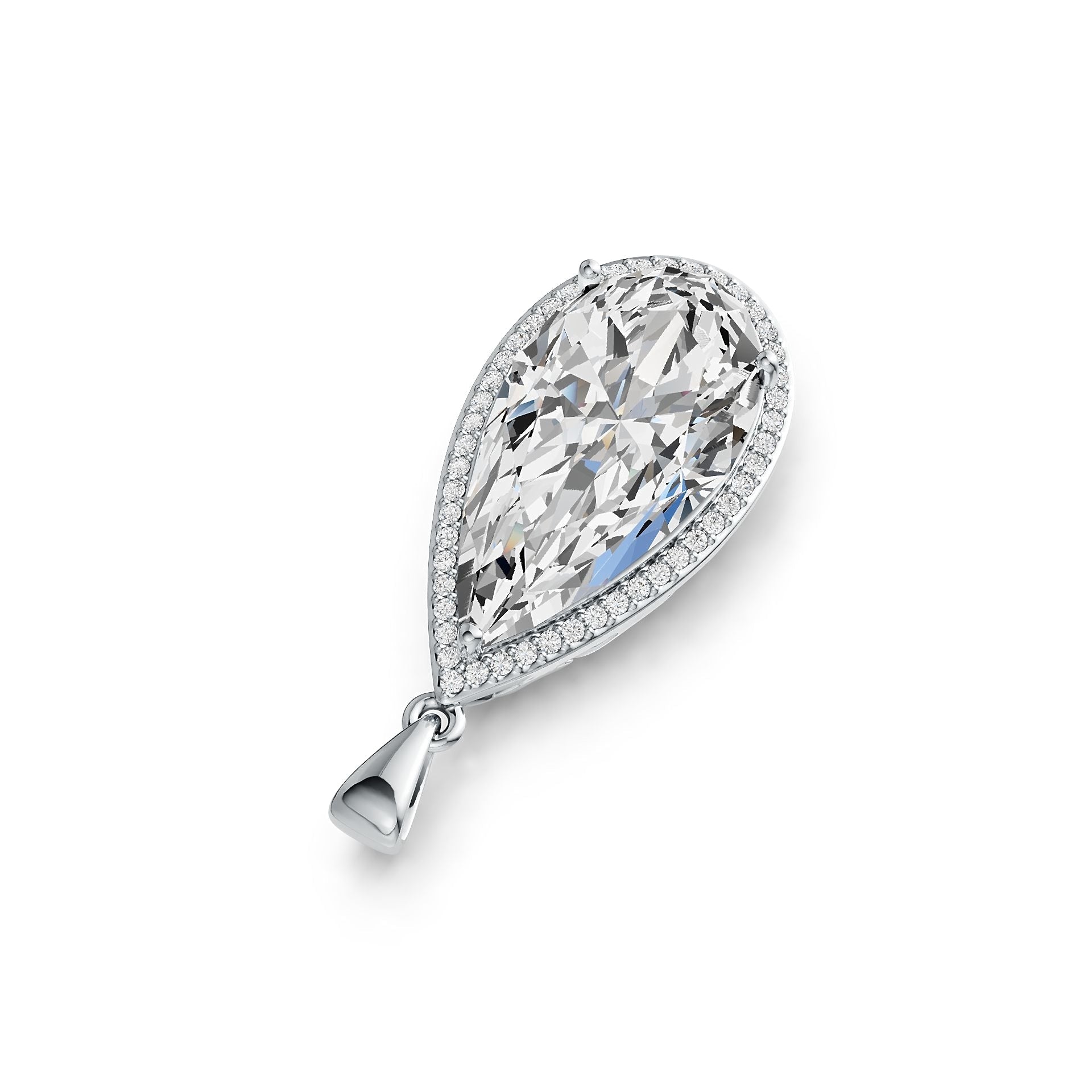 Sterling Silver Semi Mount Pendant Setting Pear PE 25X13mm Halo DHJ